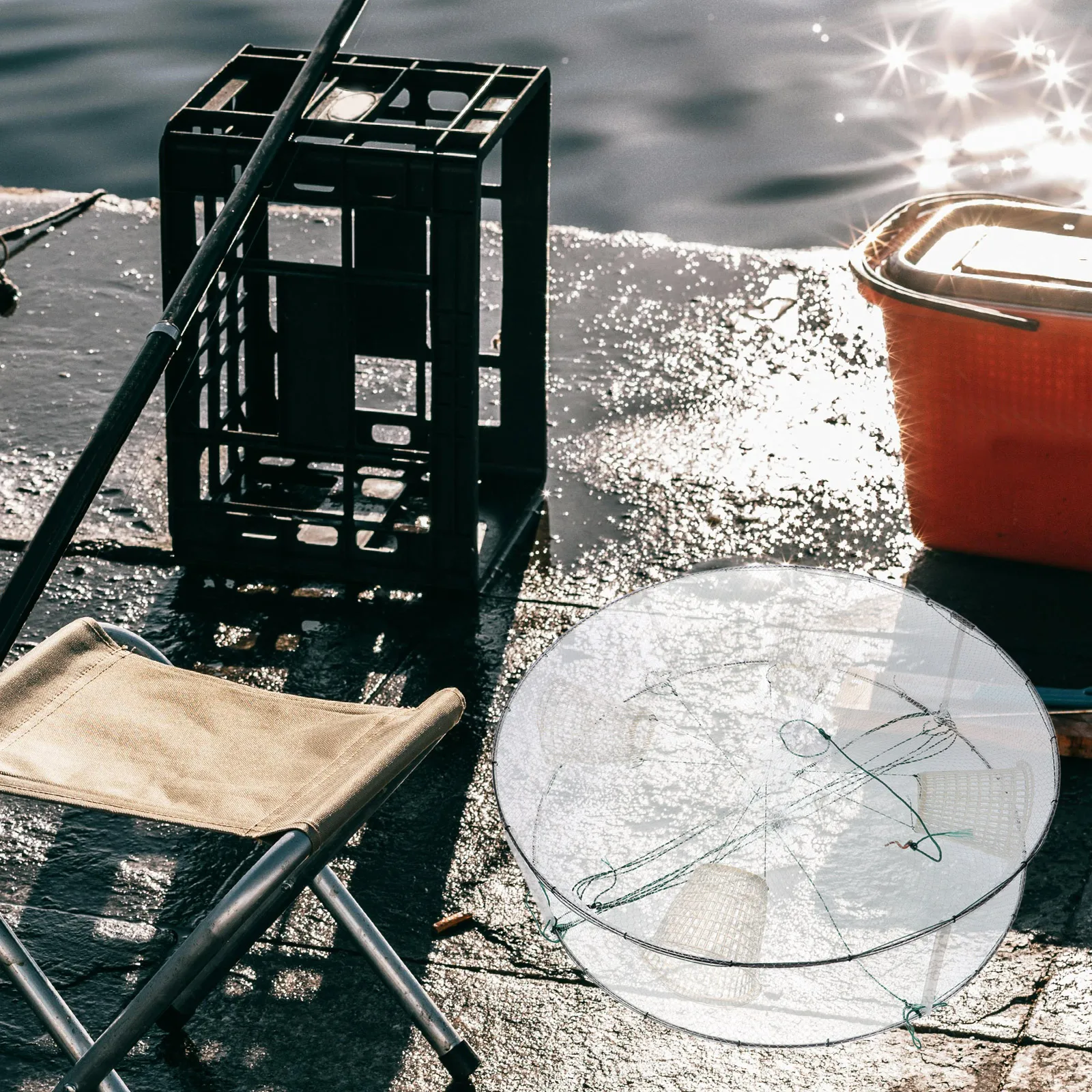 

Fishing Net Cage Crab Drop Traps Shrimp Pot Large Crawfish Portable Durable PE Material Storage Outdoor Lake