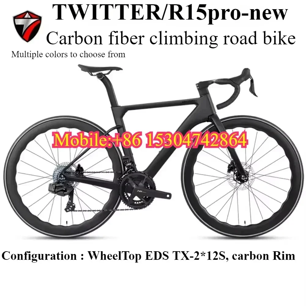 

TWITTER new R15pro Electronic shifting carbon fiber road bike WheelTop EDS TX-2*12S hydraulic disc brake 700*25C carbon wheel