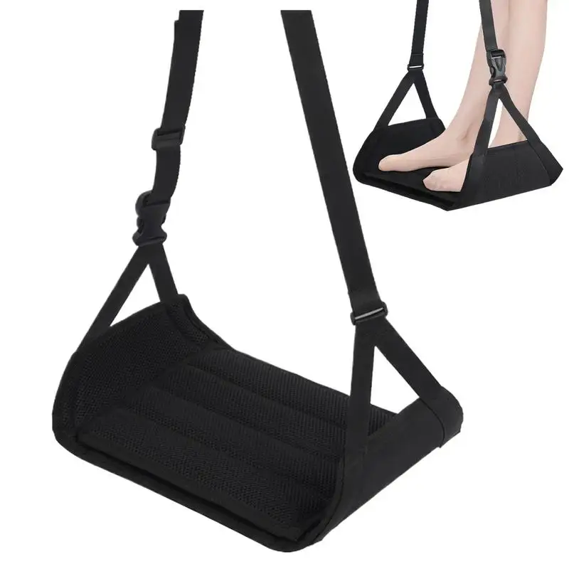 Airplane Foot Hammock Airline Foot Rest With Removable Pad Adjustable Strap Foot Hammock With Memory Foam For Travel
