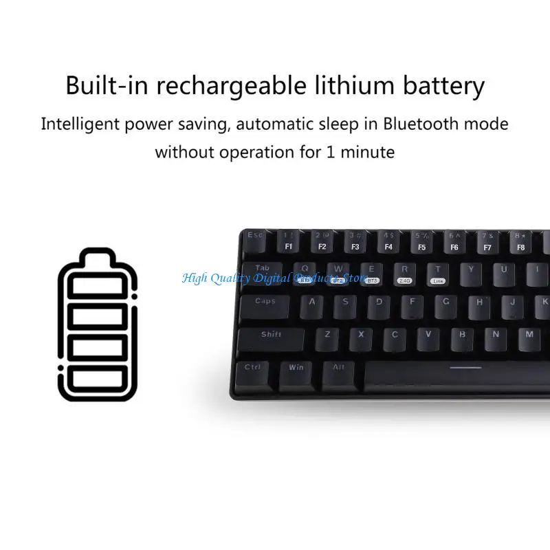 U2JE RF68 68- مفتاح ألعاب المفاتيح الميكانيكية BT اللاسلكي المحور الأزرق الخلفي 2-Shot