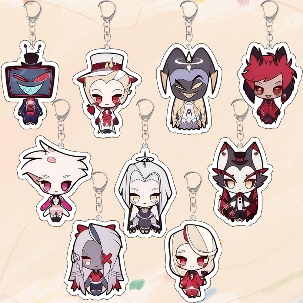 Breloczek Akrylowy Hazbin Hotel Q Version Vox Alastor Husk Vaggie Adam The Exorcist Personalizowane Kreskówki Uroczy Wisiorek do Plecaka Prezent