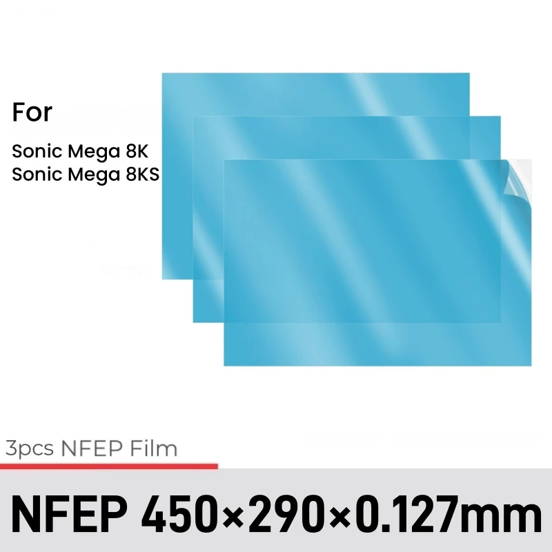 

Vonxion 3Pcs NFEP Release Film 450x290x0.127mm For Phrozen Sonic Mega 8K 8KS LCD SLA DLP UV Resin 3D Printer Parts Accessories
