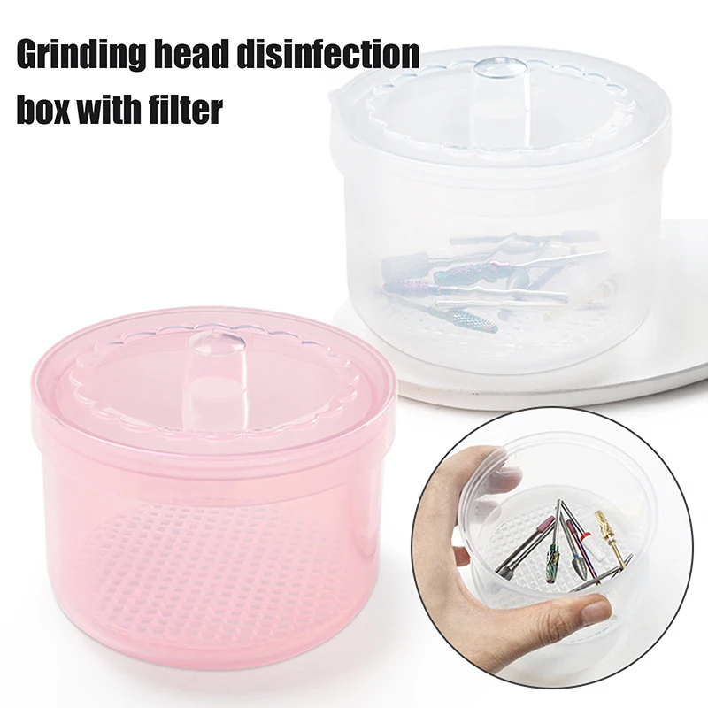 Nail Art Drill Bits Grinding Head Sterilizer Disinfection Box Nail Tool Cleaning Box Manicure Storage Case Clipper Accessories