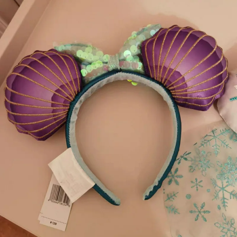 Disney Mermaid Headband Princess Headband Cute Hair Accessories Minnie Cartoon Girls Amusement Park Photo Headband Mickey