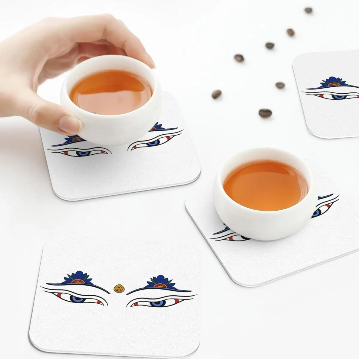 

Подставки для цветов EYES OF BUDDHA, кожаные салфетки, изоляционные кофейные коврики для дома, кухни, обеденные подушечки, набор из 4 шт.