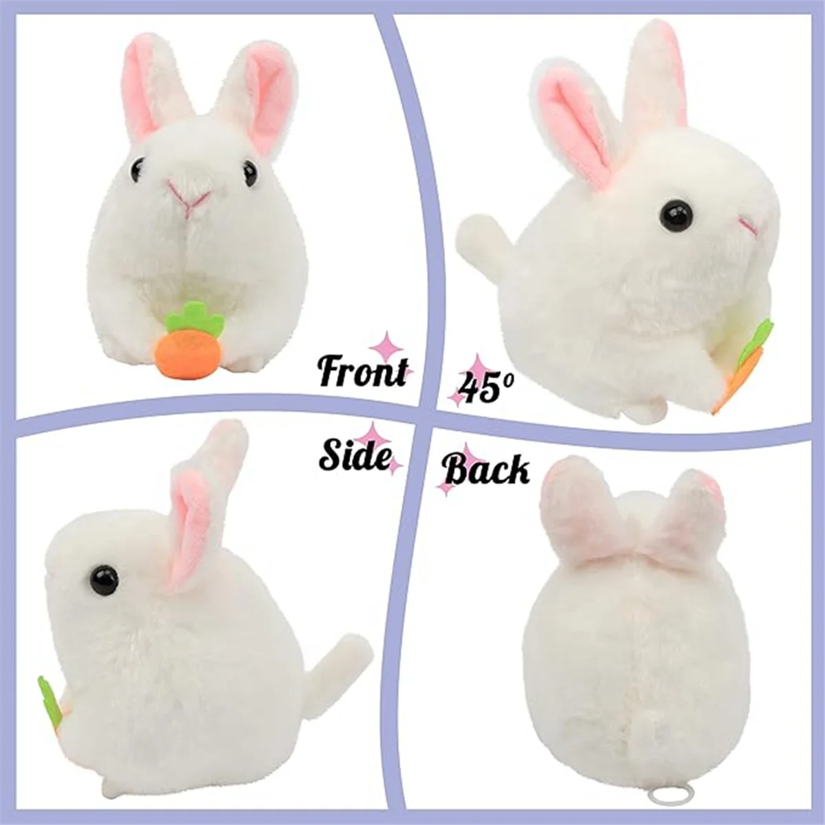 A Wagging Tail Rabbit Wind-Up Plush Toys,Clockwork ,Wagging Tail Rotating Interactive Toys Stuffed Plush Toy