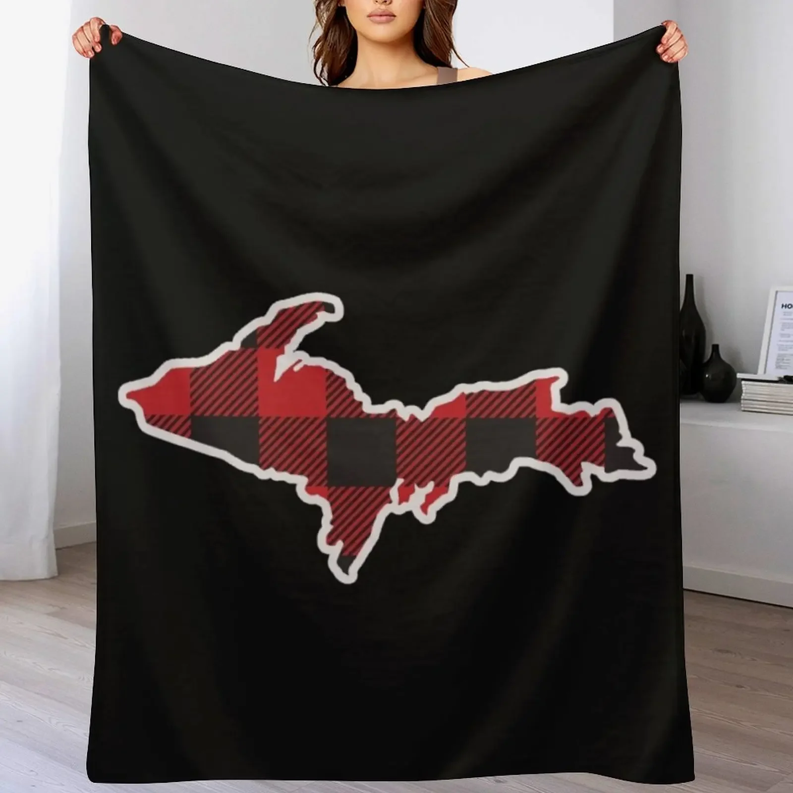 

Yooper Plaid Logo Throw Blanket Plush manga Winter beds Travel Blankets