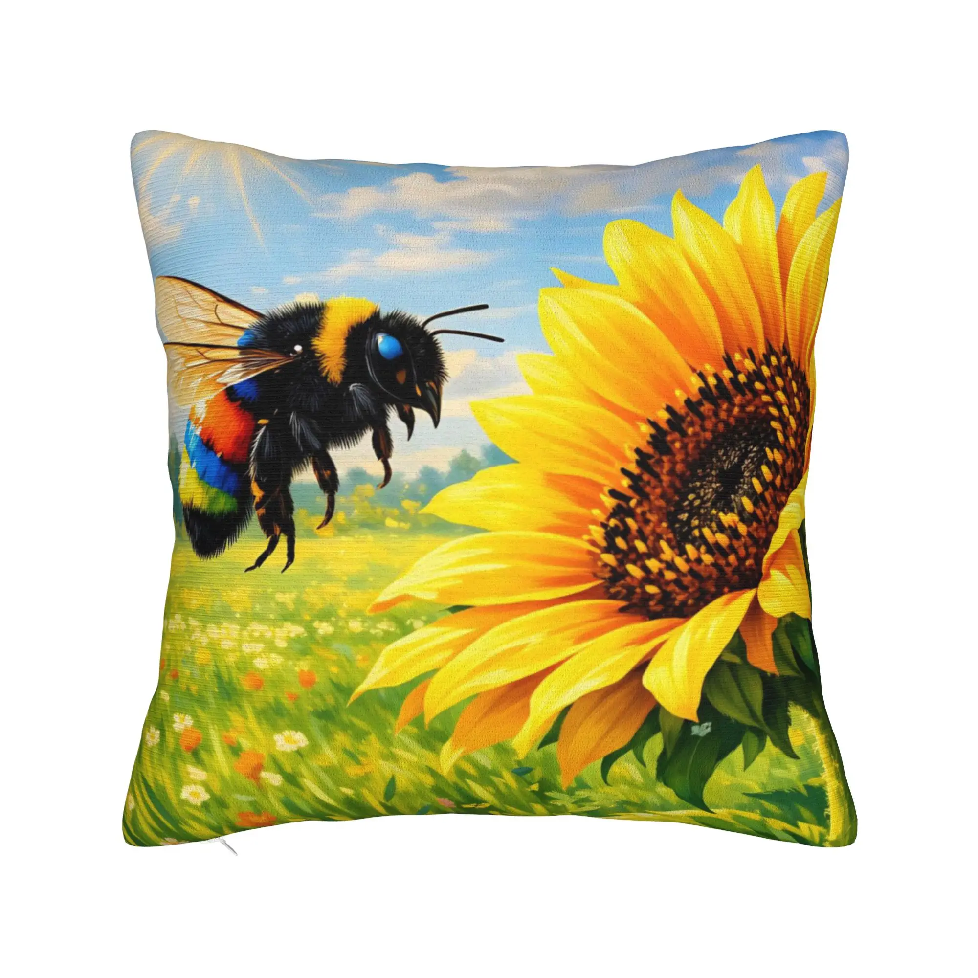 

Bee and Flowers Pillow Case Comfy Pillow Cover For Living Room Chair Novelty Pillowcases