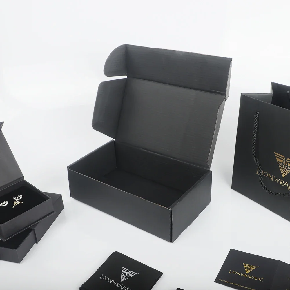 Jewelry Shipping Mailing Box Black Paper Packaging Shipping Box E Flute Corrugated Board Mailer Boxes