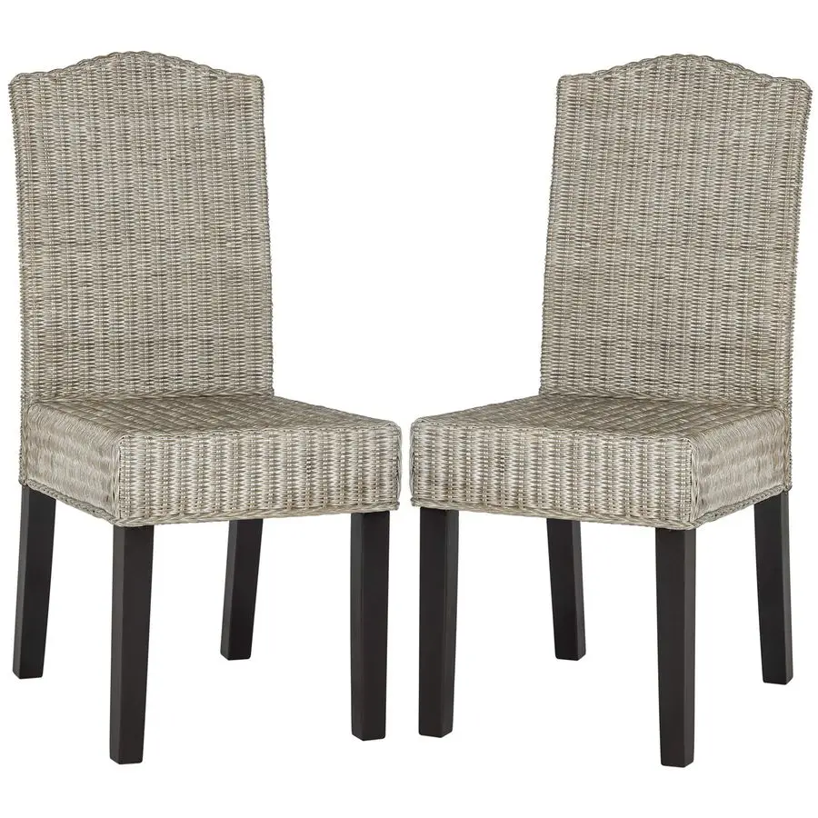 Home Collection Silla de comedor de mimbre gris Odette