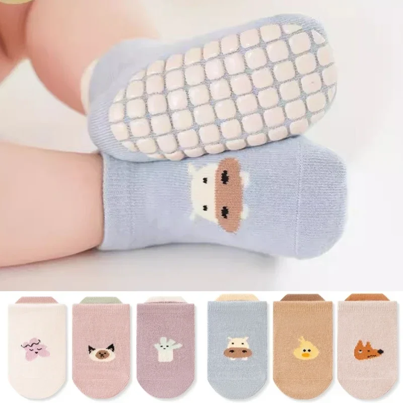 

6 pairs of children's anti slip walking socks, children's socks for all seasons, soft and comfortable fabric, cartoon pattern