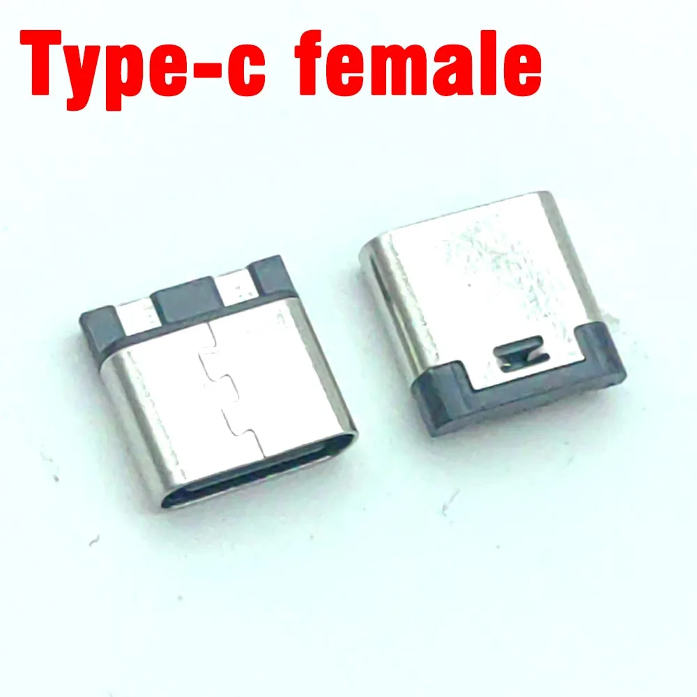 10pcs Micro USB JACK 3.1 Type-C 2Pin 2P Female Connector 180 Degree Straight For Mobile Phone Charging Port Charging Socket H6.5