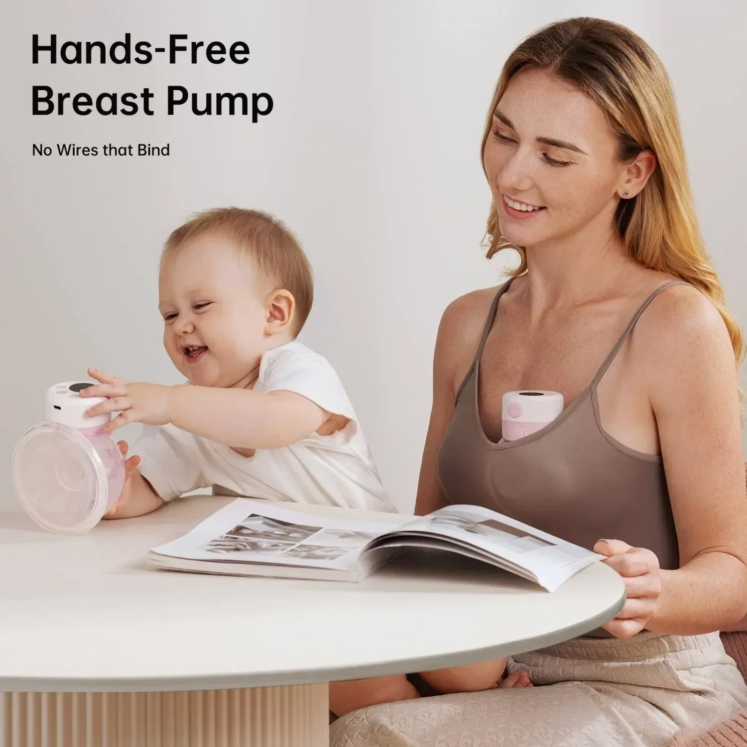 Double Wearable Breast PumpElectric Hands-Free Breast Pump2 ModesLCD DisplayMemory FunctionRechargeable Milk Extractor24mm Pink