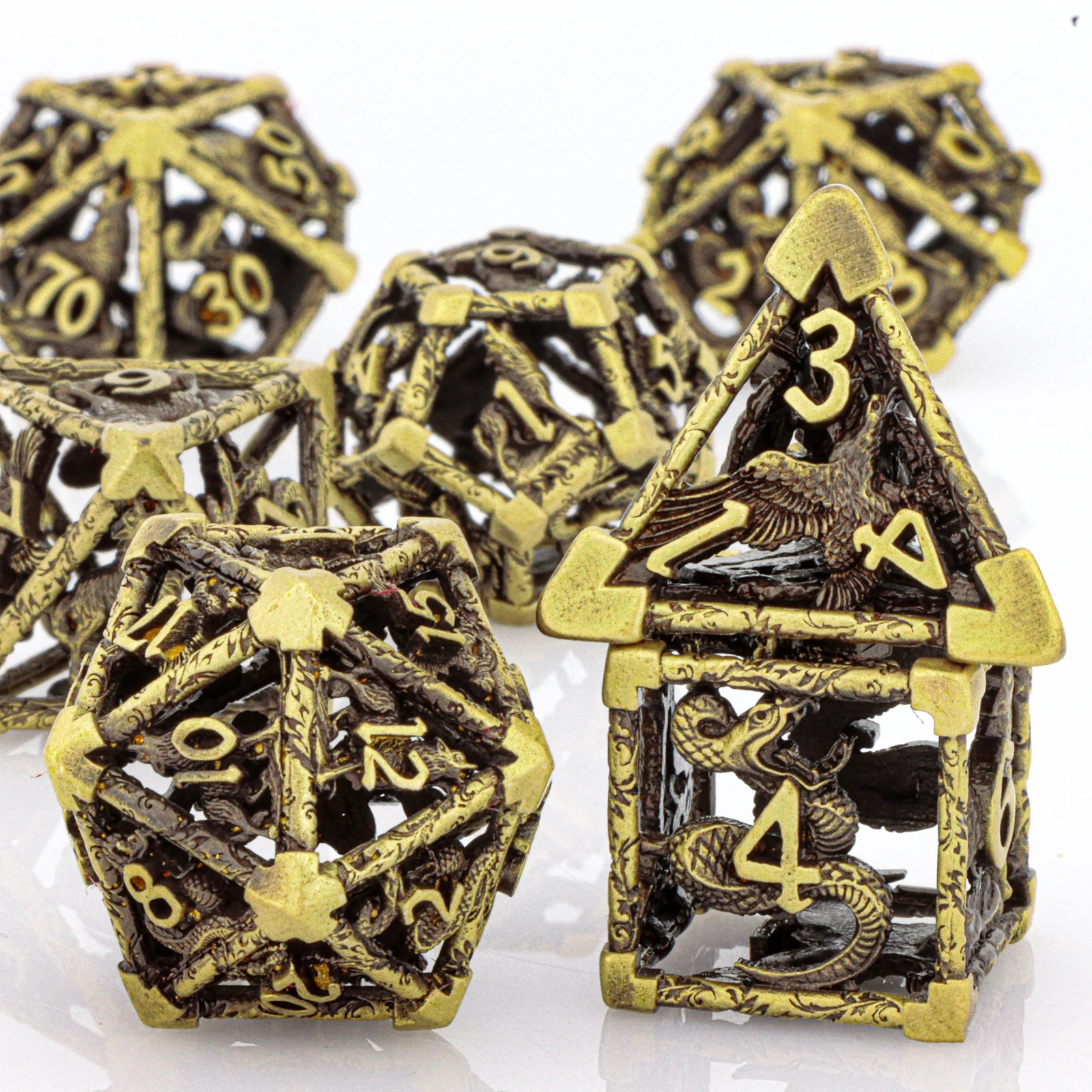 D and D Eagle, Wolf, Snake Metal Dice Set, Polyhedral Role Playing Games D+D Dice for Dungeon and Dragon RPG Dice Gift, D&D Dice