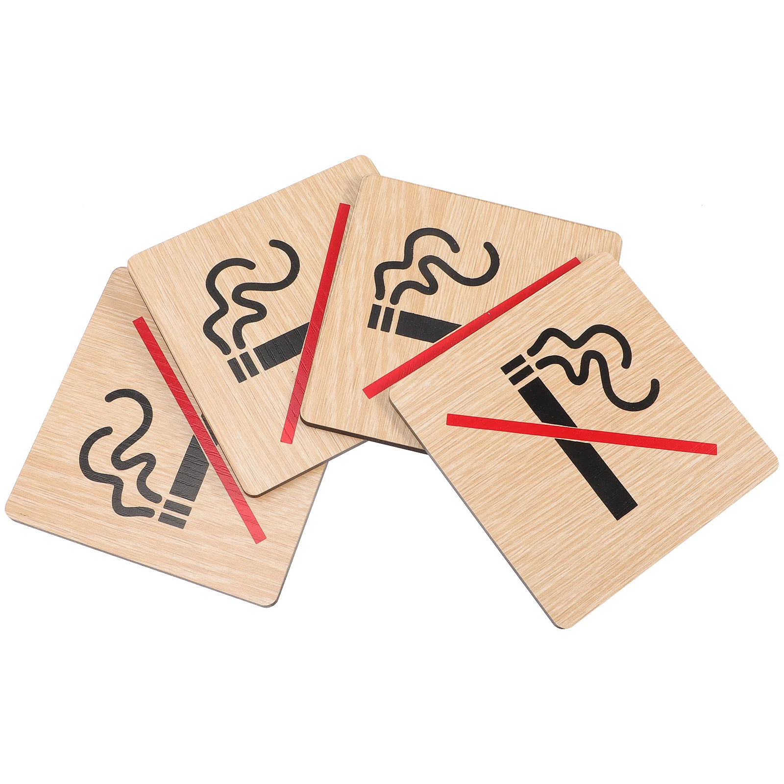 4 Pcs No Smoking Sign Wooden Doorplate Reminding Signs Public Sticker Warning Hotel Car Stickers