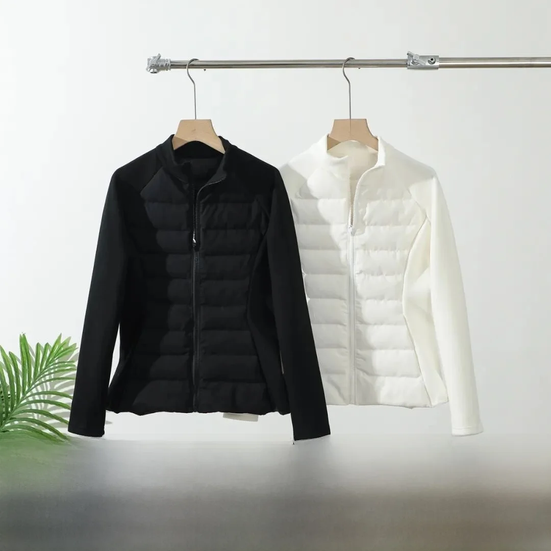 

Women's Outdoor 90 Du down Jaet Lightweight Patchwork Close-Fitting Warmth Skiing Sle Long Sve Zipper Closure Coat