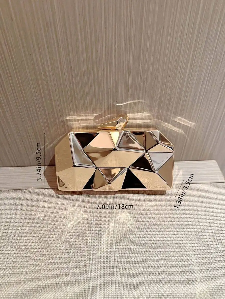 

Geometric Clutch Bag For Women Evening Party Dinner Banquet Glamorous Elegant Mini Frame Handbag