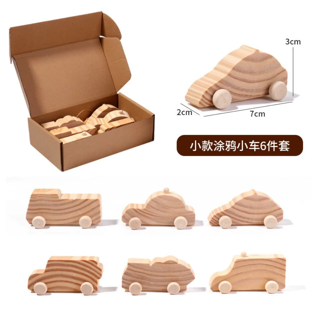 Mini voiture graffiti de peinture couleur en bois, exercice de puzzle pour enfants, capacité pratique, imagination, jouet de peinture