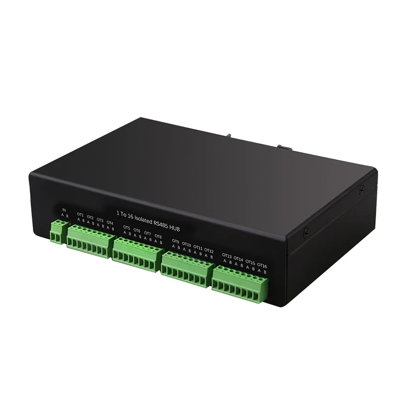 1To16 Isolated RS485 HUB 1x485 in  16 X 485 Out Din Rial Supports High Baud Rate Industrial Grade