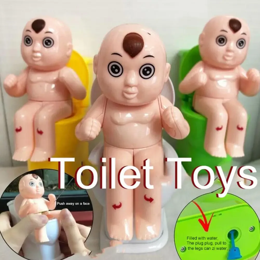 Juguetes de agua de tiro Tricky para niños, Squirt juguete de broma, muñeca de inodoro, Niño de dibujos animados, Spray de agua, divertido, novedad