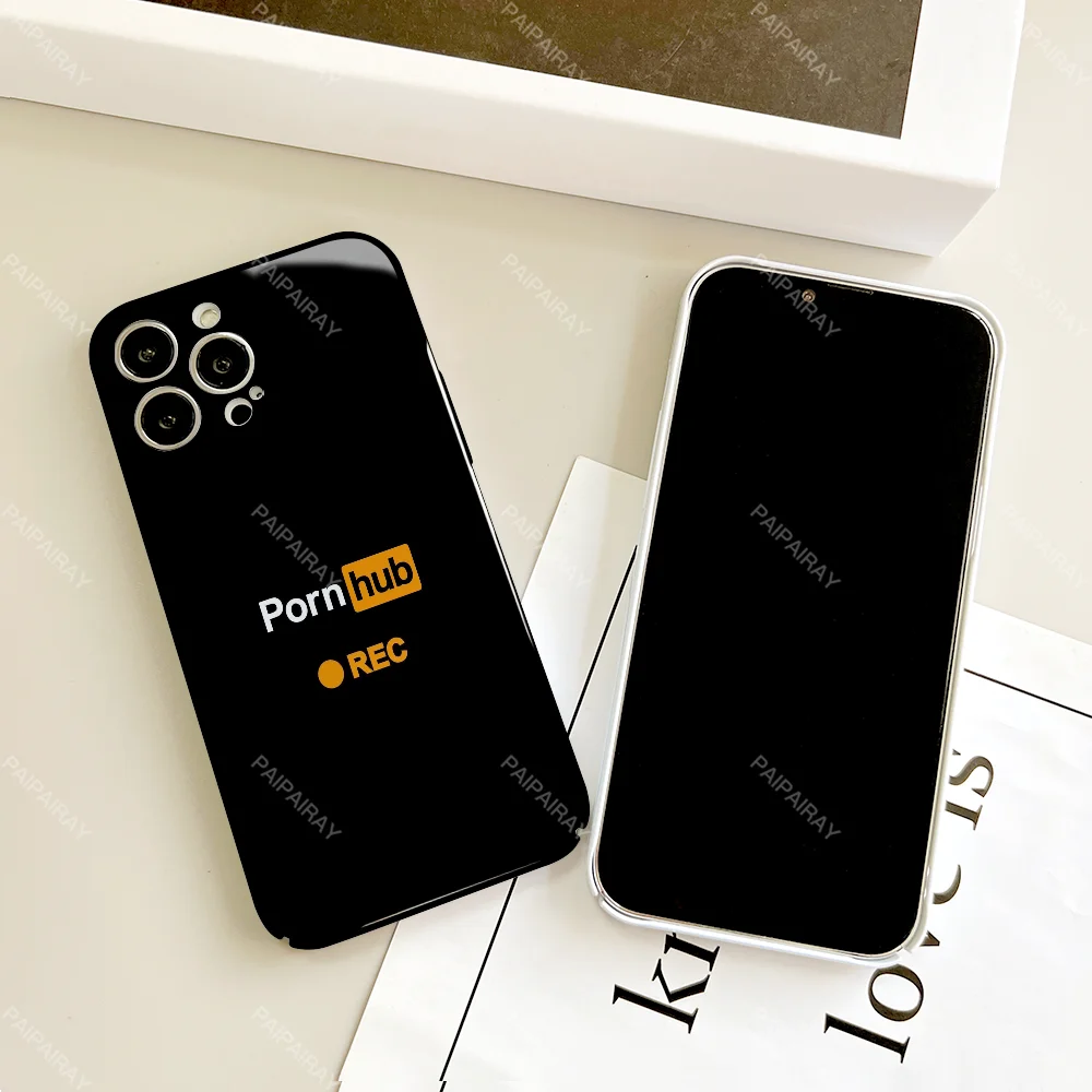 مضحك P-PornhubS جراب هاتف آيفون 16 15 14 13 12 11 زائد برو ماكس صغير لامع HD الغلاف الصلب فيلم قذيفة