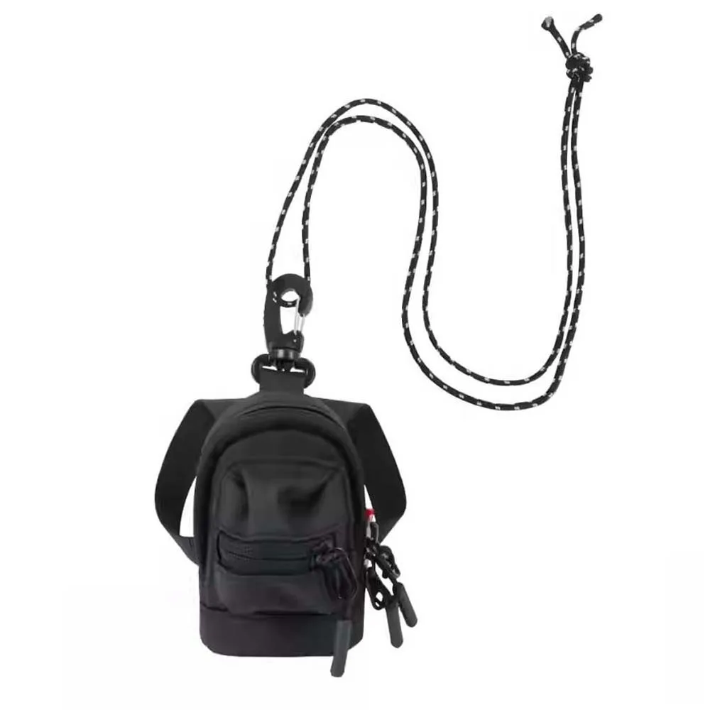 

Квадратный подвесной кошелек для монет на молнии, повседневный мини-кошелек из ткани Оксфорд, черный с ремешком, маленький держатель для карт на каждый день