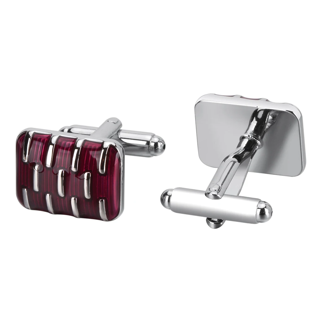 High Quality Square Red Enamel Cufflinks for Mens Bussiness Gift Copper Material Buttons Jewelry