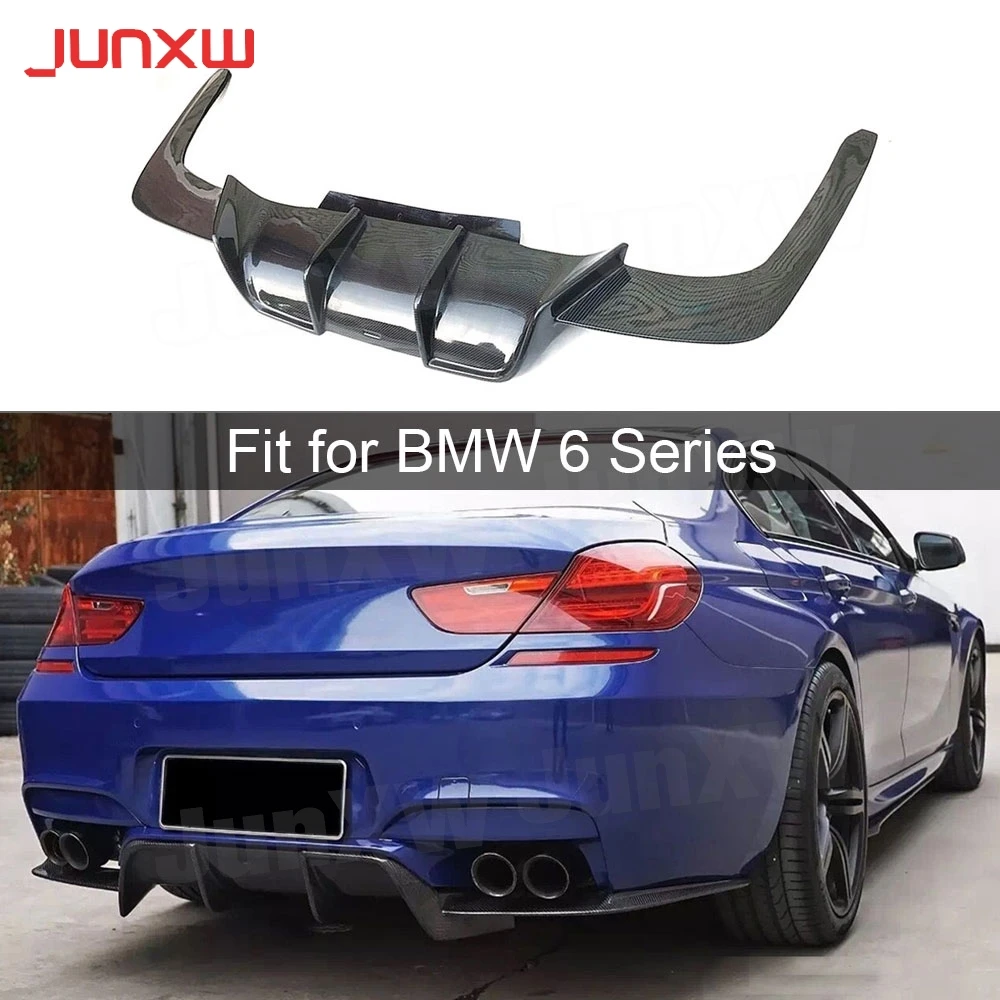 6 Series Carbon Fiber Rear Lip Diffuser Spoiler for BMW F06 F12 F13 M6 M Sport 2013-2016 V Style FRP Back Bumper Hugger Guard