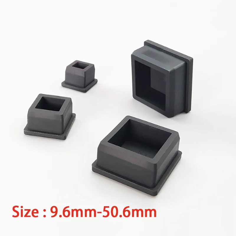 

5-10Pcs Black/White Square Silicone Rubber End Caps T Type Blanking Plugs Tube Box Section Insert Seal Stopper 9.6mm-50.6mm