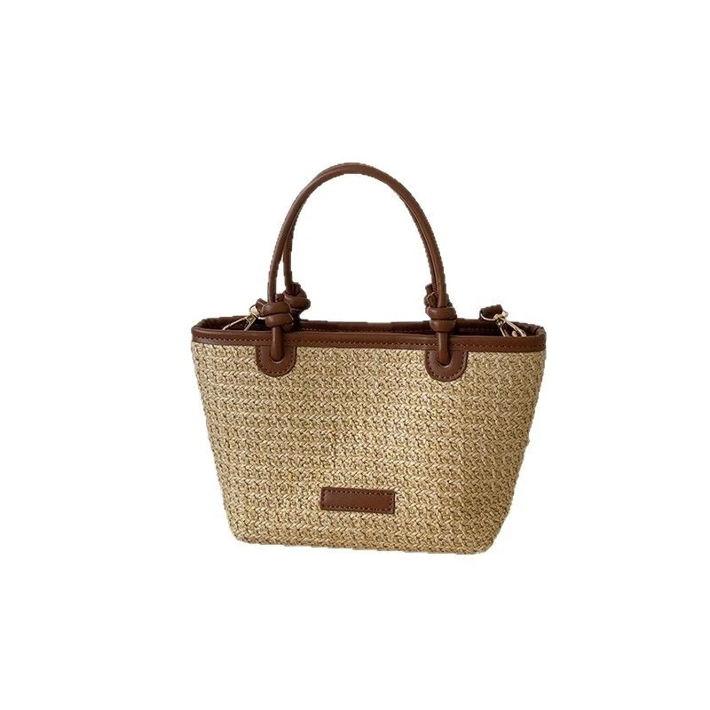 

Korean Style Woven Straw Basket Bucket Bag Women's Summer Beach Crossbody Purse