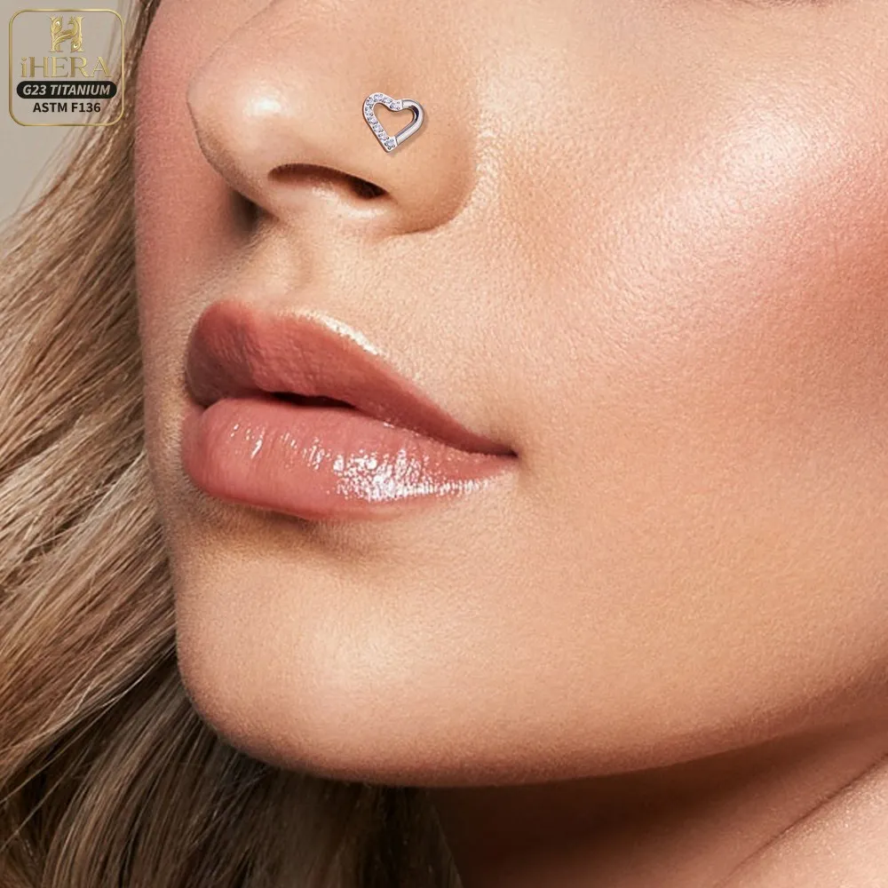 Gewindeter F136 Titan Doppelherz-Edelstein-Labret-Stud für Lippenpiercing, Ohrring, Knorpel, Tragus, Lobe, Helix, Körperschmuck, Bulk Barbells – Detail 22
