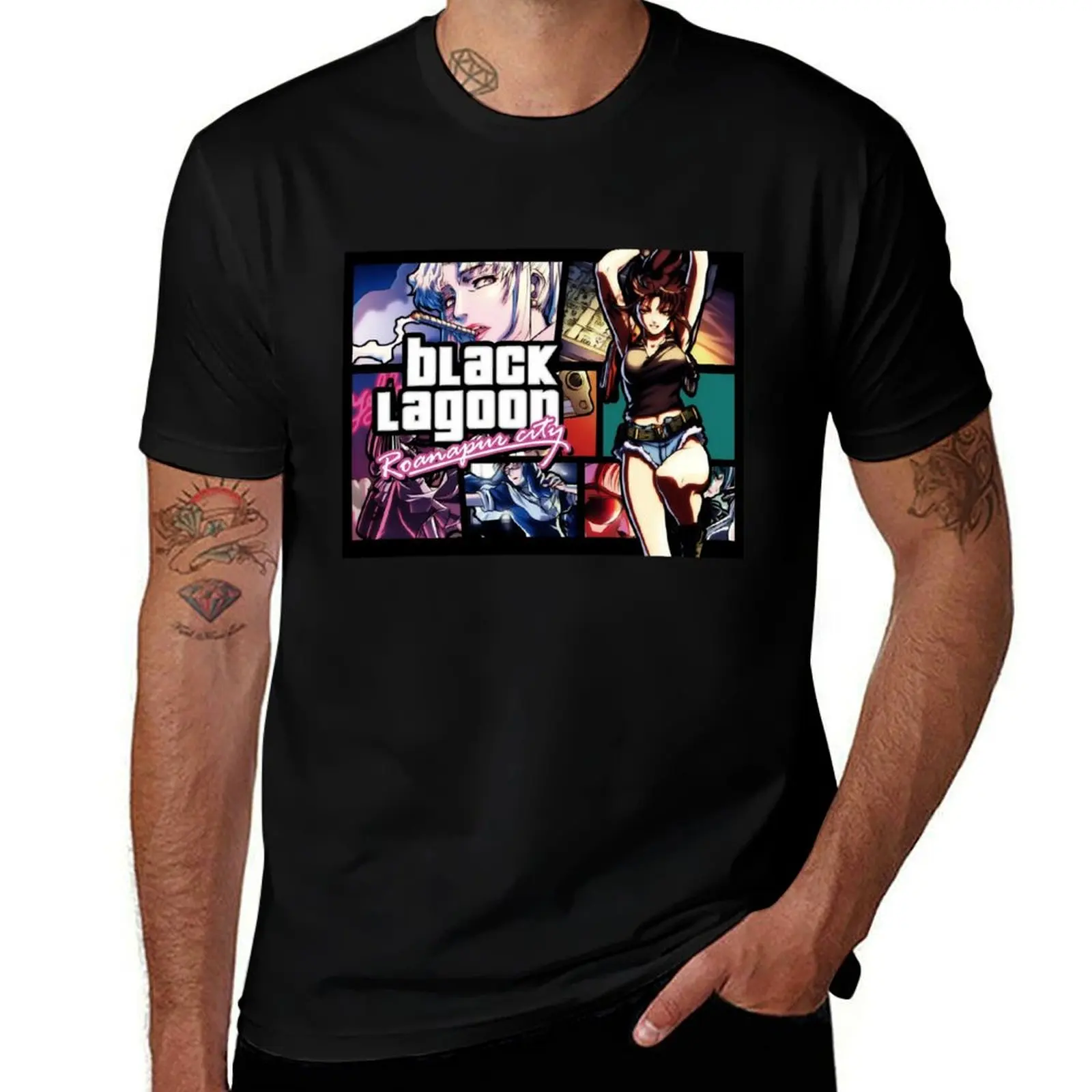 

Black Lagoon T-Shirt cute tops boys whites cotton graphic tees summer clothes mens graphic t-shirts anime