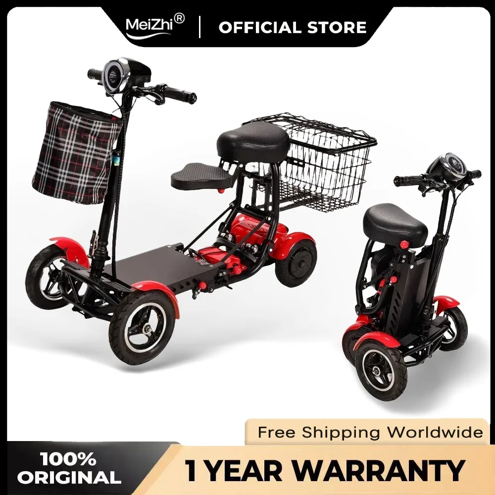 

Foldable Four Wheels Dual Motor Mini 2 Seater 10 Inch Mobility Electric Scooter for Disabled Adults, Portable and Convenient
