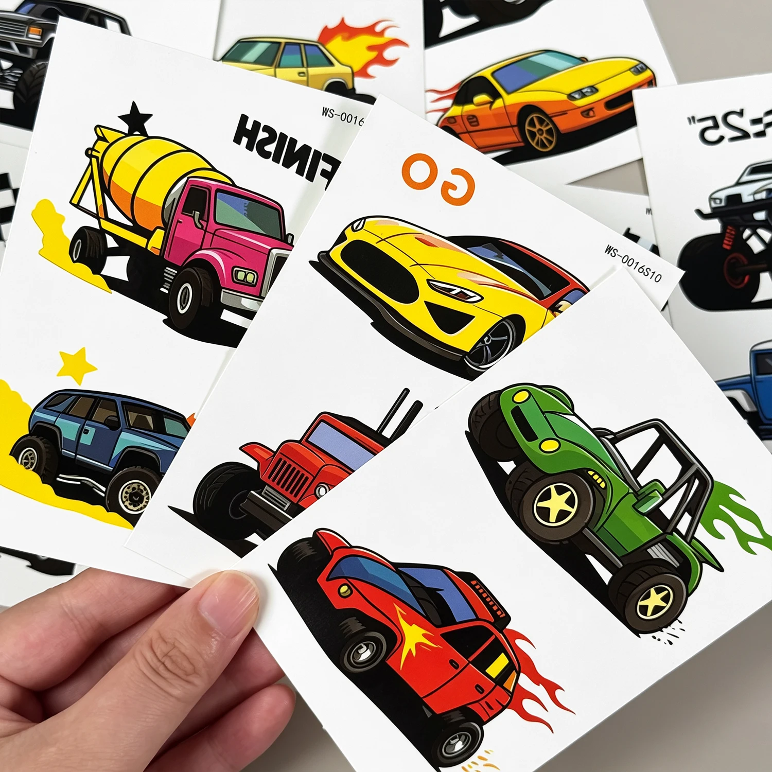 10Pcs Cool Car Temporary Tattoos Stickers Cartoon Truck Racing Car Motorcycle Fake Tattoo For Boys Birthday Party Favors Gifts