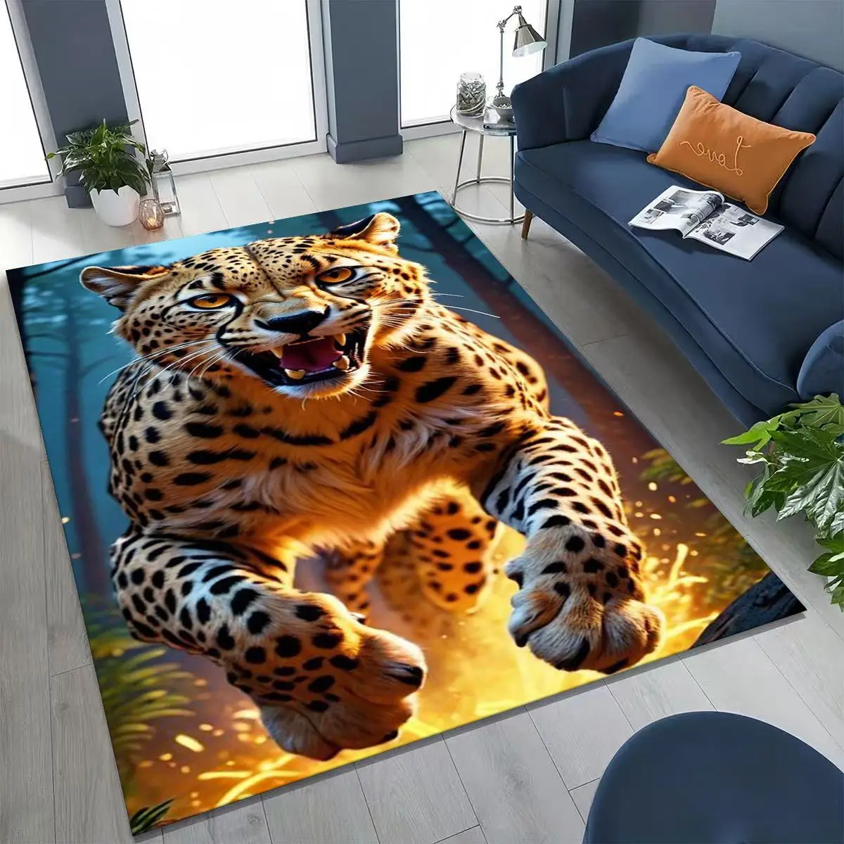 

26 Style Wild Animal Leopard Cheetah Beast Cartoon Rug for Bedroom Living Room Sofa Home Doormat Decor, Kids Non-slip Floor Mat