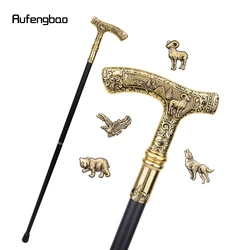 Animal Bear Eagle Wolf Goat Handle Luxury Pattern Walking Stick Party Fashion Stick Decorative Cospaly Cane Knob Crosier 90cm