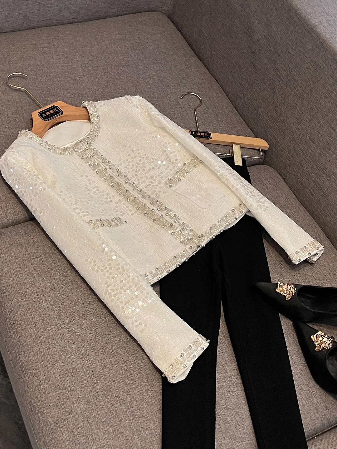 

Ele ort Casual Women's Jaet Sense Faion Small Size Diamond Studded Open Cardigan EX668 Office Wear