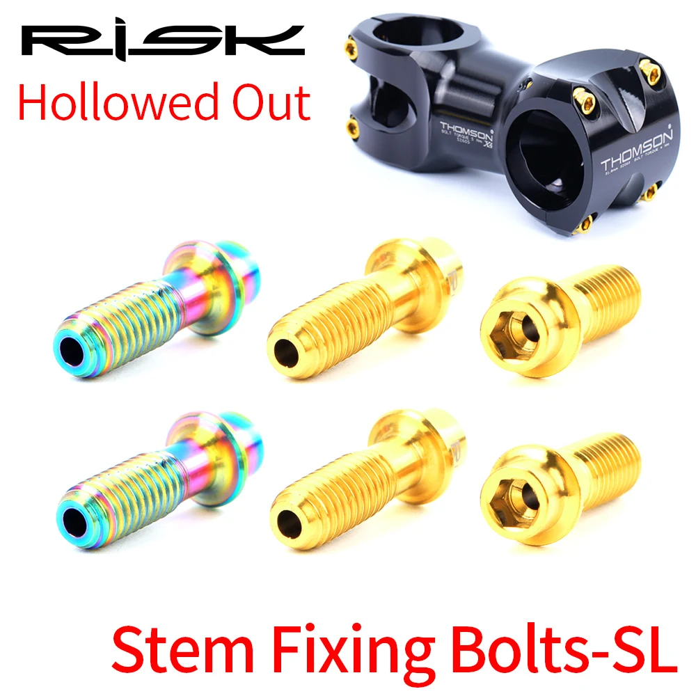 Image of RISK 6 Stück M5*18 mm Ausgehöhlte Titan SL-Vorbau-Befestigungsschrauben für MTB Fahrrad Lenkervorbau Lenker TC4 Schrauben M5x18mm