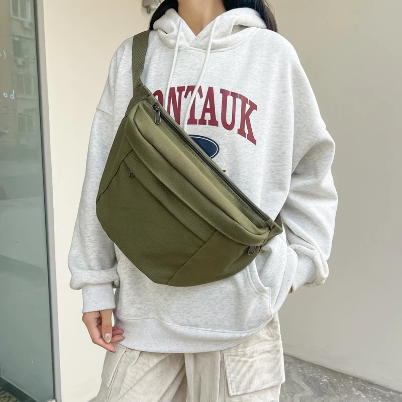 

Street style Waist Bag Woman Canvas Fanny pack Phone Pack Large capacity Crossbody Chest Bags Unisex Hip hop Belt Bag Waist pack