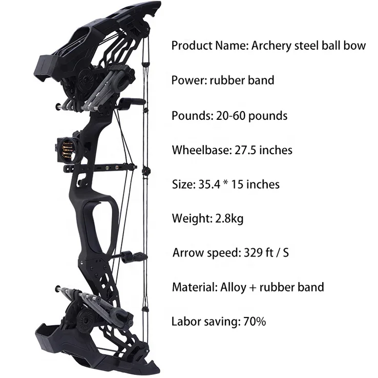 Producent Hurtownia Dwufunkcyjny kompozytowy łuk i strzały z kołem pasowym Zewnętrzny stalowy łuk kulowy Anti Predator Raptor Guma