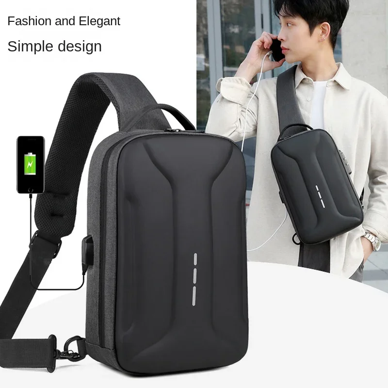 Business Crossbody Bag for Men Oxford Anti-theft Combination Lock Chest Packs Travel Storage Shoulder bag With USB Charging Port