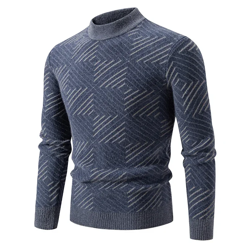 

High Quality Men's New Autumn and Winter Casual Warm Color Block Sweater Knit Tops Man Clothes