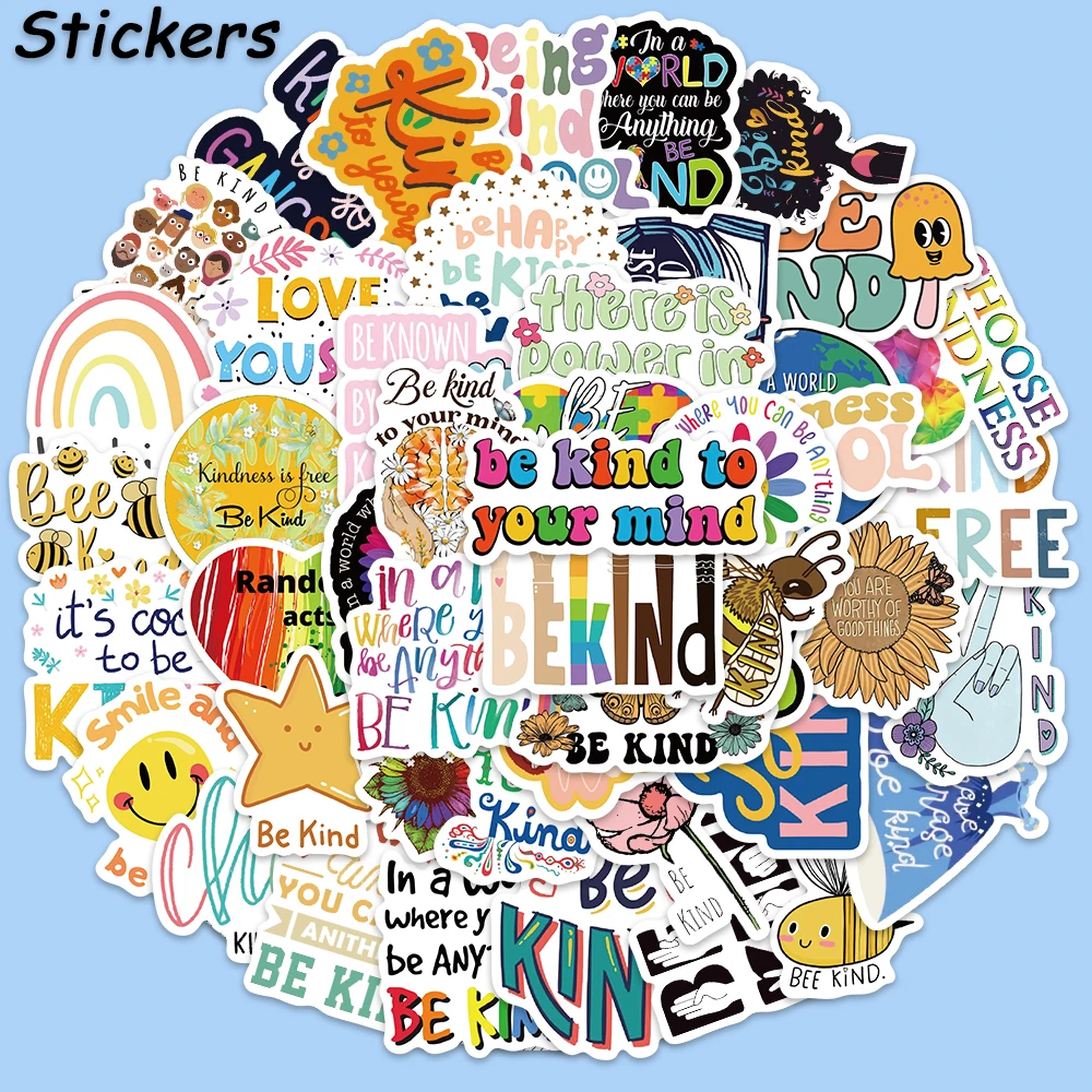 50PCS Be Kind And Friendly Psychology Stickers  For Laptop Luggage  Phone Case Fridge Skateboard DIY Waterproof Graffiti Decals