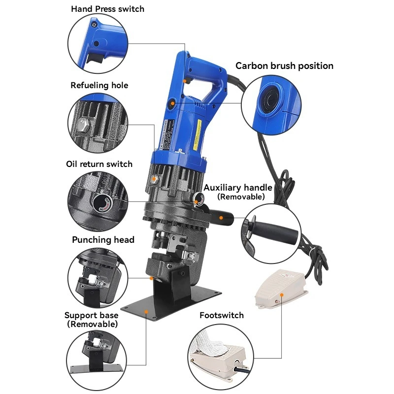 220V/110V Electric Handheld Hydraulic Punch Demoulding Punching Channel Steel Angle Iron Channel Punch Aluminum Iron Plate