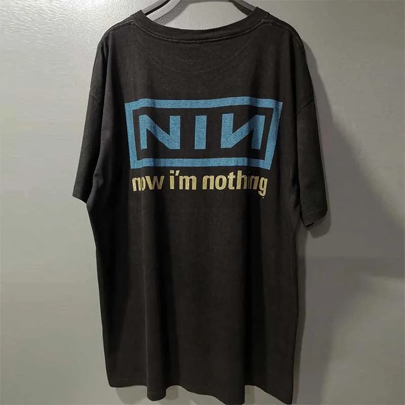 Nine Inch Nails Rock Band Short Sleeve T-Shirt Hip Hop American Style Half Sleeve Trendy Cotton Comfortable Summer Top for Teens