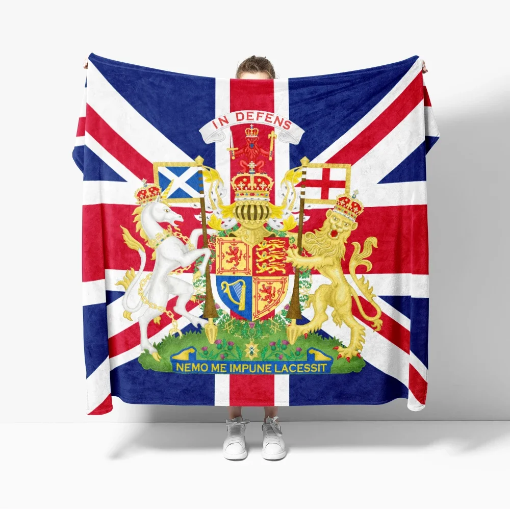 United Kingdom WK Emblem Flannel Throw Blanket Wales Scotland England Flag Cozy Soft Lightweight For Couch Sofa Bed
