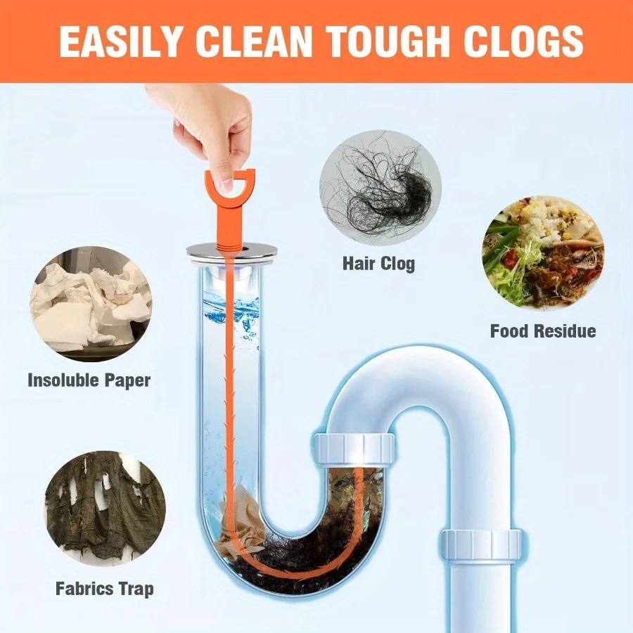 10Pcs Drain Clog Remover Tool Hair Snake Drain Hair Catcher for Shower Kitchen Sink Bathroom Tub Sewer