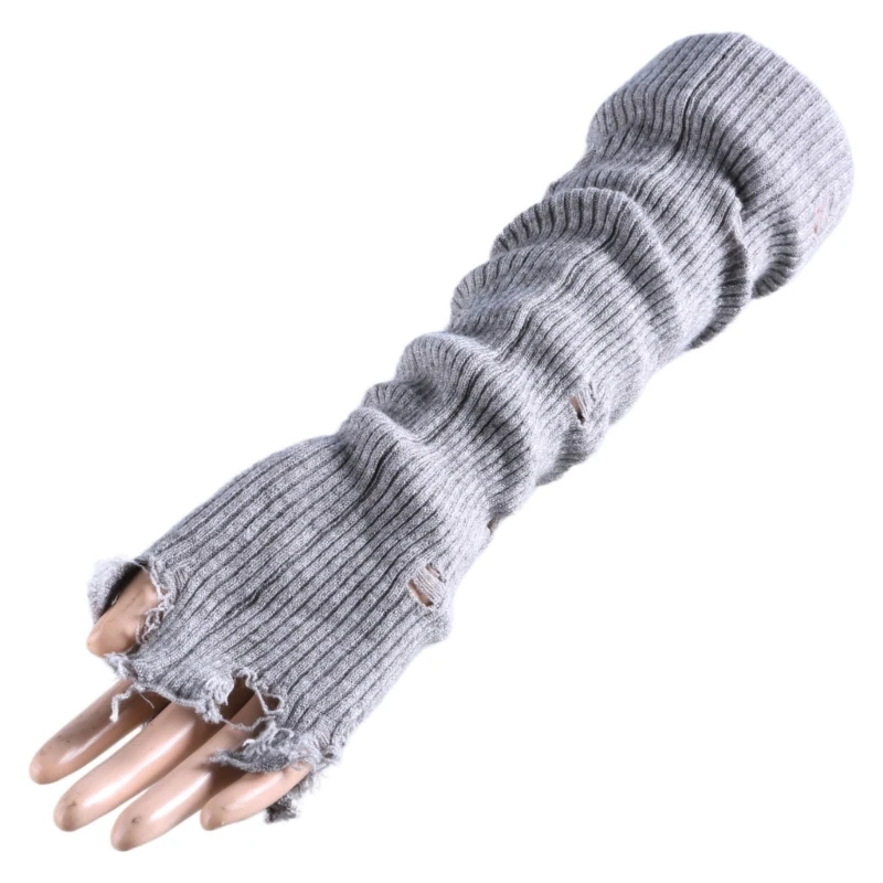 

Y2K Distressed Fingerless Gloves for Women Fashion Knitting Arm Sleeves Decorative Gloves for Teens Girls Casual Gloves