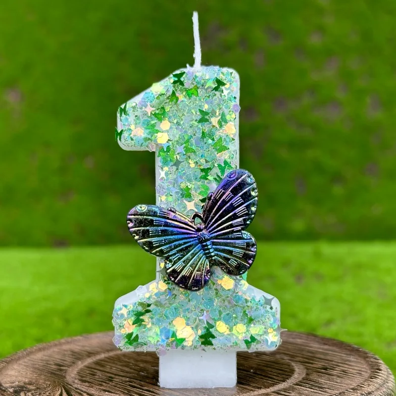 1pcs Green Butterfly Birthday Candle Colours Butterfly Number Candle Cake Topper Decoration Birthday Party Home DIY Decoration