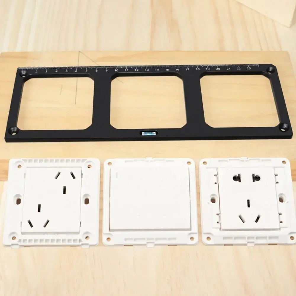 

New Alloy Positioning Slot Black Tripartite Hole 86 Type Wire Box Single Hole Switch Socket Opening Mould Electrician Work